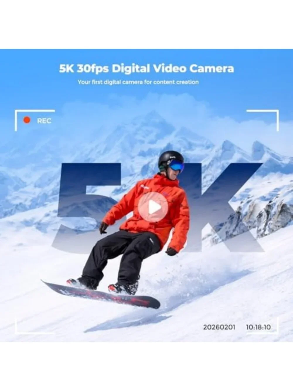 72MP 5K Digital Camera with 6X Optical Zoom & Flip Screen for Vlogging